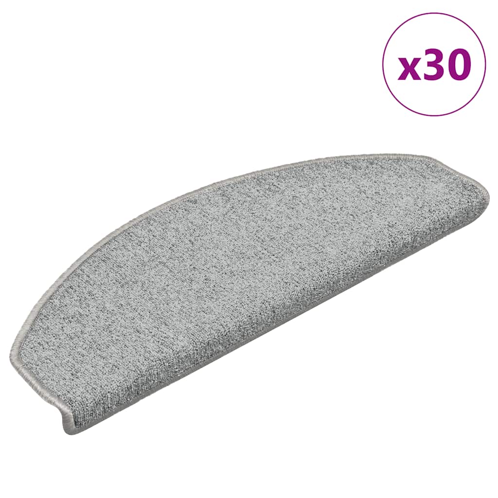 Tapis de marche d'escalier 30 pièces 65x24x4 cm Gris clair Semi-circulaire Grand