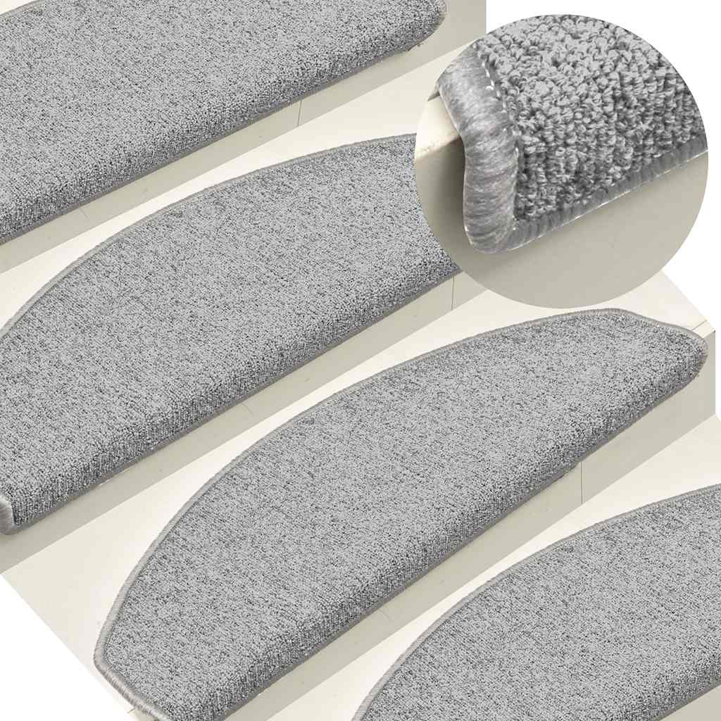 Tapis de marche d'escalier 30 pièces 65x24x4 cm Gris clair Semi-circulaire Grand