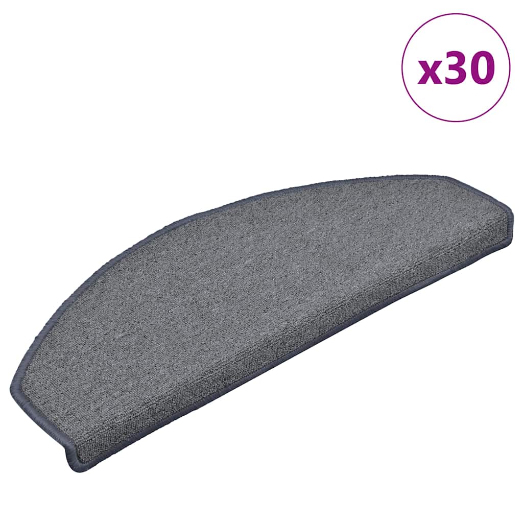 Marches d'escalier 30 pcs 65x24x4 cm Gris clair et bleu semi-circulaires grandes
