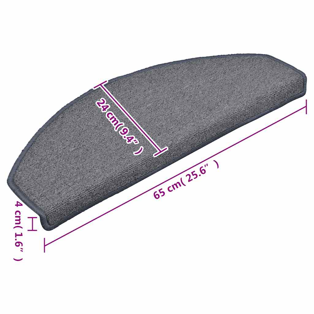 Marches d'escalier 30 pcs 65x24x4 cm Gris clair et bleu semi-circulaires grandes