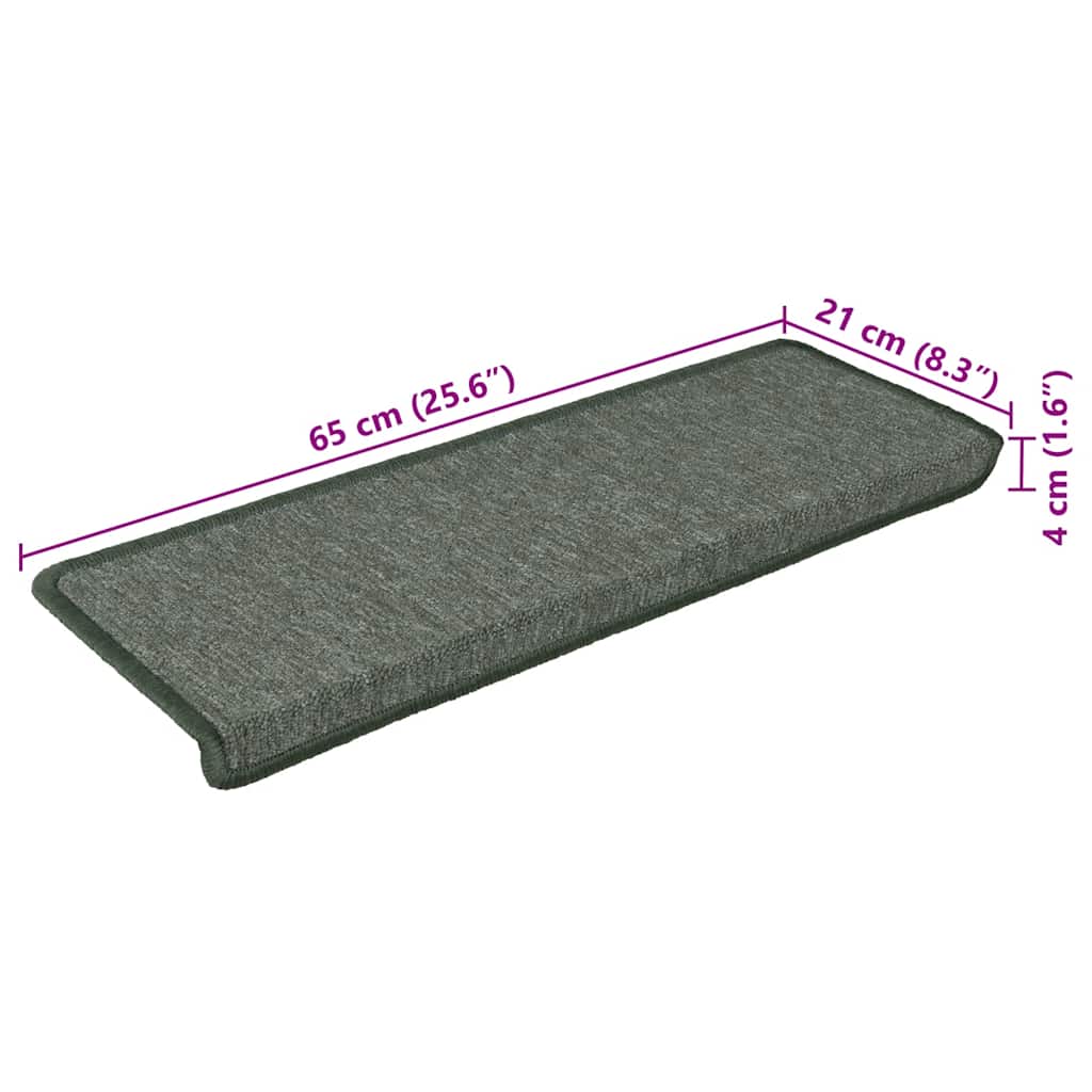 Stair Mats 30 pcs. 65x21x4 cm Dark Green Rectangular Edge