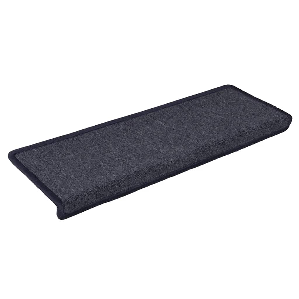 Tapis de marches 30 pièces 65 x 21 x 4 cm Gris foncé et Bleu Bord rectangulaire