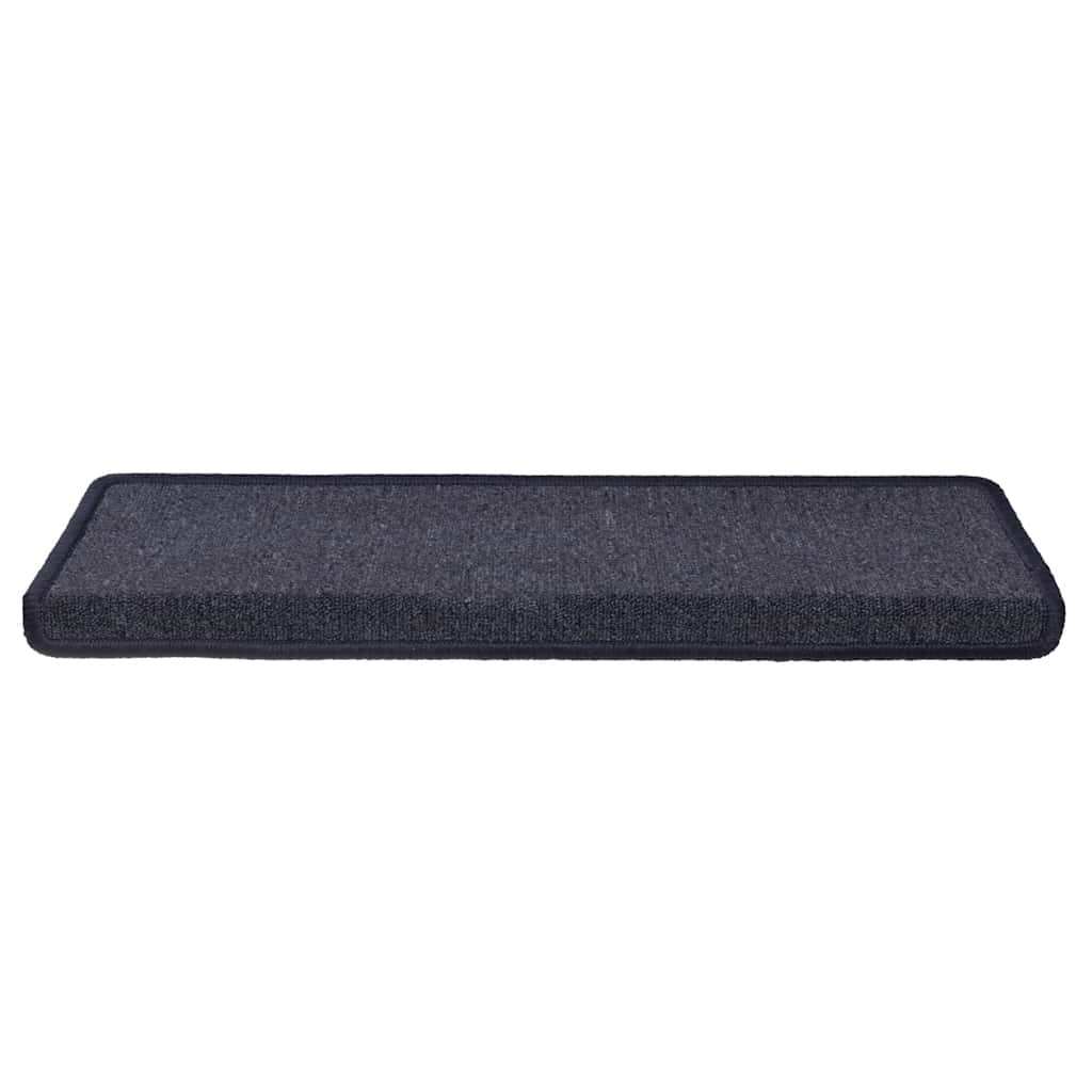 Tapis de marches 30 pièces 65 x 21 x 4 cm Gris foncé et Bleu Bord rectangulaire