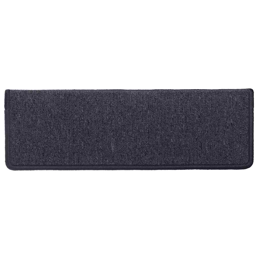 Tapis de marches 30 pièces 65 x 21 x 4 cm Gris foncé et Bleu Bord rectangulaire