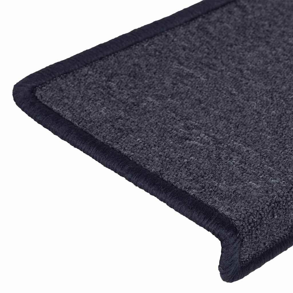 Tapis de marches 30 pièces 65 x 21 x 4 cm Gris foncé et Bleu Bord rectangulaire