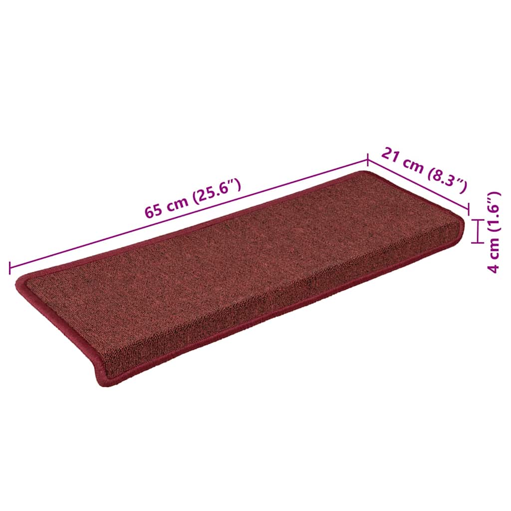 Tapis de marchettes 30 pces 65x21x4 cm Bordeaux Bord droit