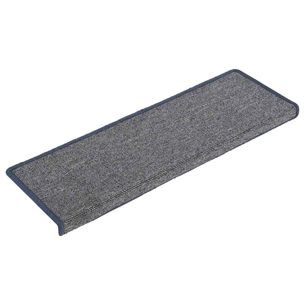 Tapis de marche d'escalier 30 pcs 65 x 21 x 4 cm Gris clair et bleu Bord rectangulaire