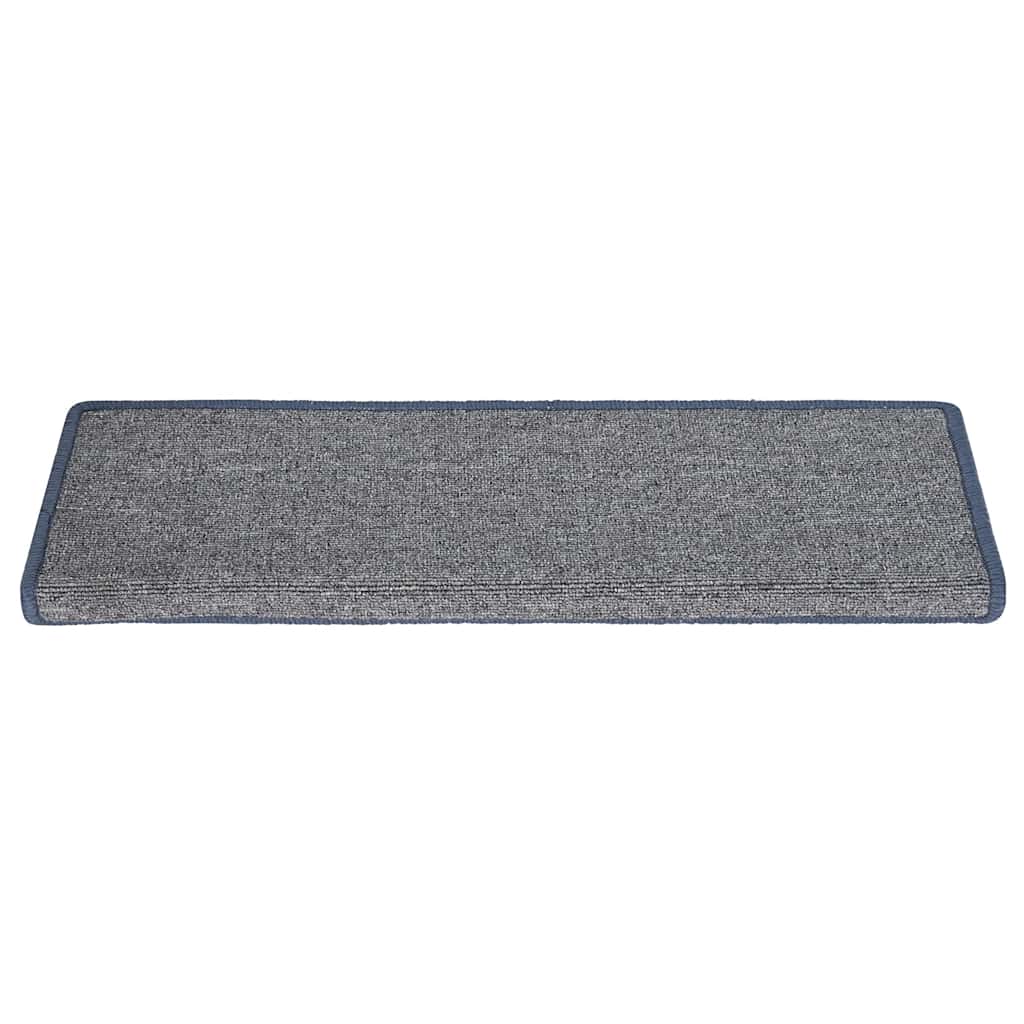 Tapis de marche d'escalier 30 pcs 65 x 21 x 4 cm Gris clair et bleu Bord rectangulaire