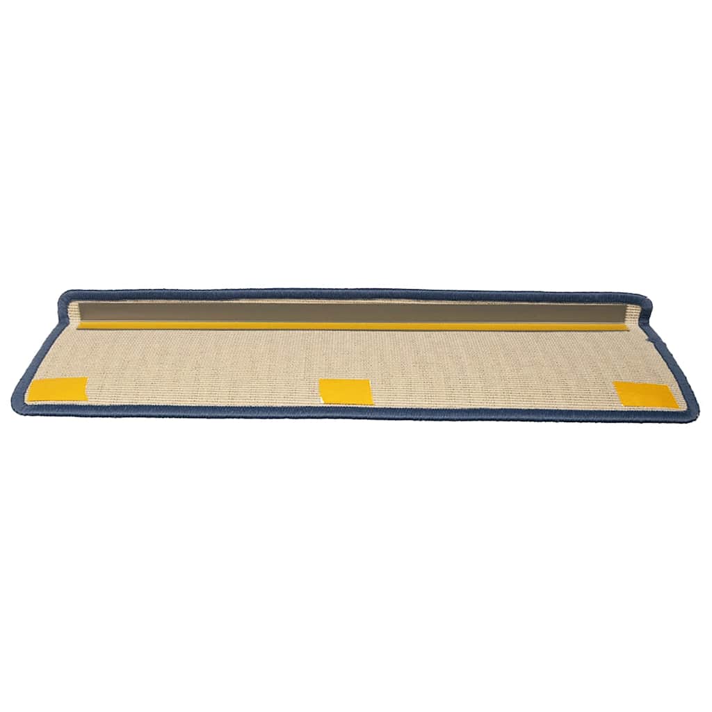 Tapis de marche d'escalier 30 pcs 65 x 21 x 4 cm Gris clair et bleu Bord rectangulaire