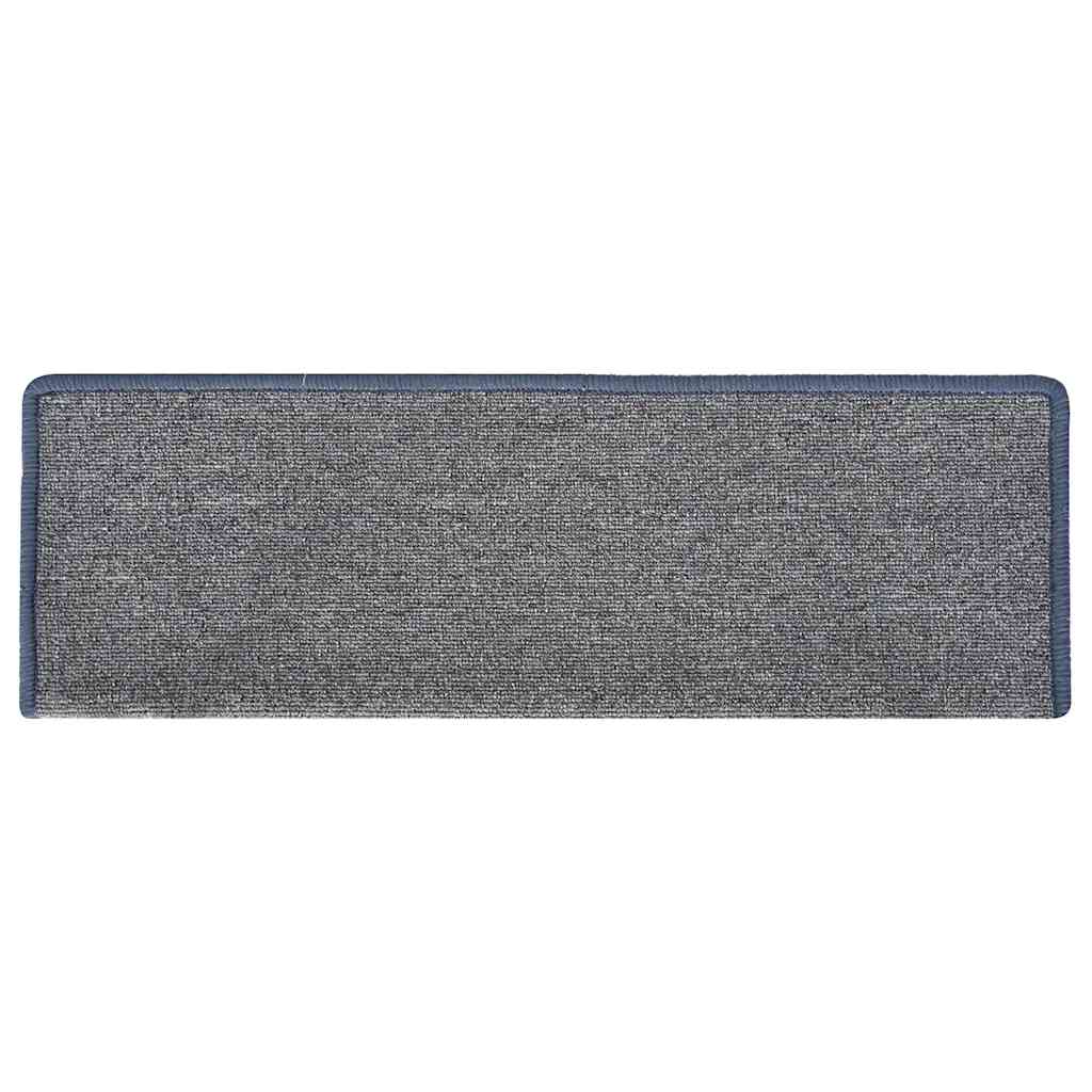 Tapis de marche d'escalier 30 pcs 65 x 21 x 4 cm Gris clair et bleu Bord rectangulaire