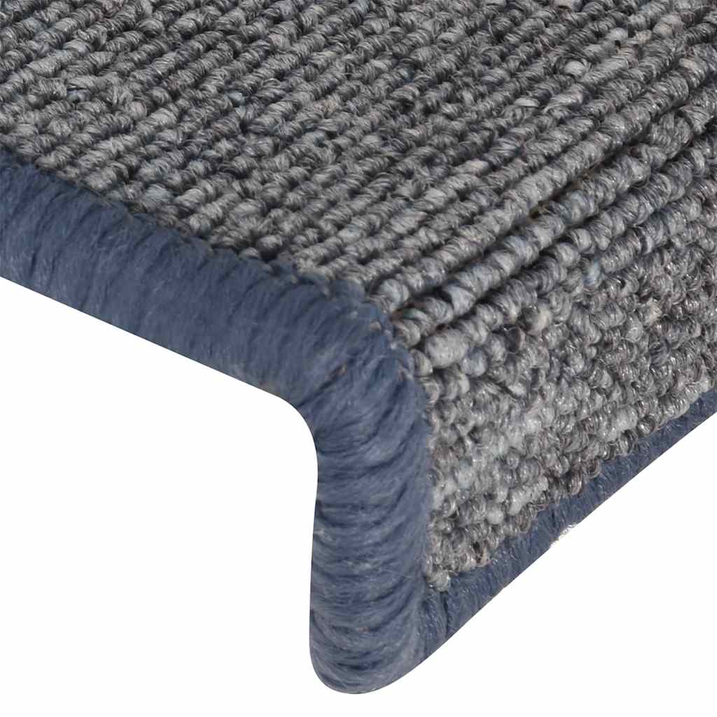 Tapis de marche d'escalier 30 pcs 65 x 21 x 4 cm Gris clair et bleu Bord rectangulaire