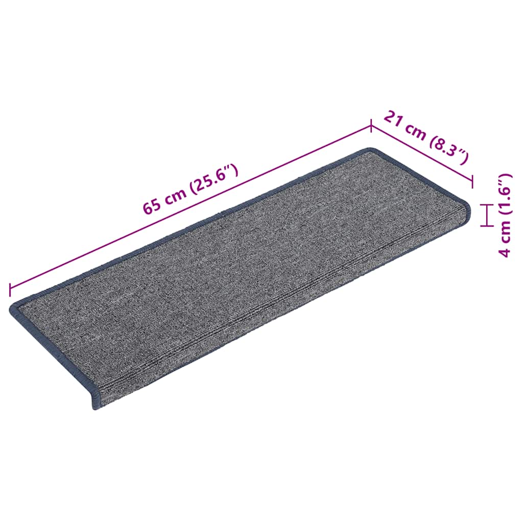 Tapis de marche d'escalier 30 pcs 65 x 21 x 4 cm Gris clair et bleu Bord rectangulaire