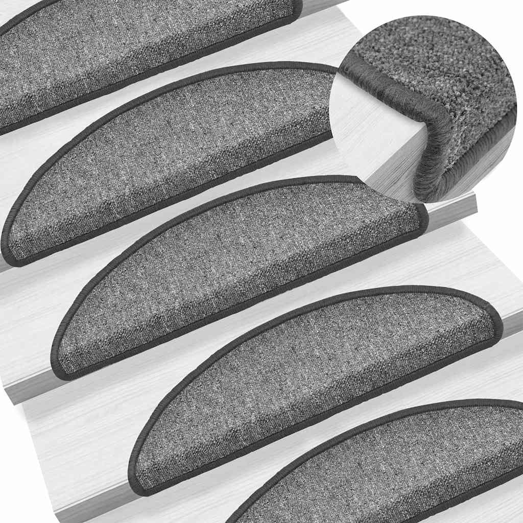 Tapis de marches 20 pces 56x17x3 cm Gris foncé Semi-circulaire