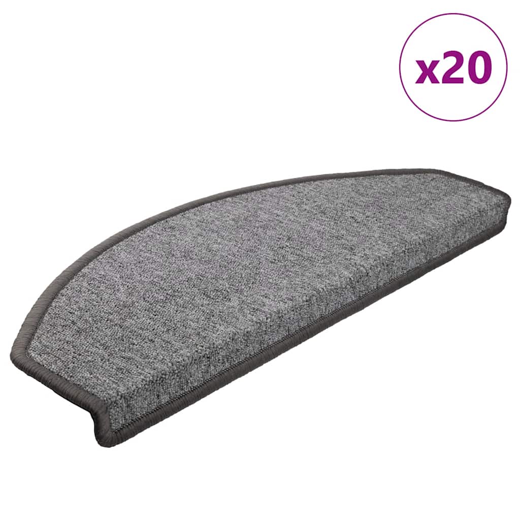 Marches de protection pour escalier 20 pièces 65x24x4 cm Gris foncé Semi-circulaire Grand