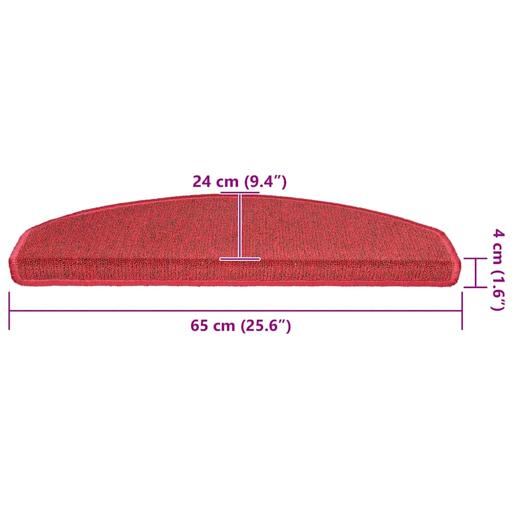 Stair Mats 20 pcs. 65x24x4 cm Red Semi-Circular Large