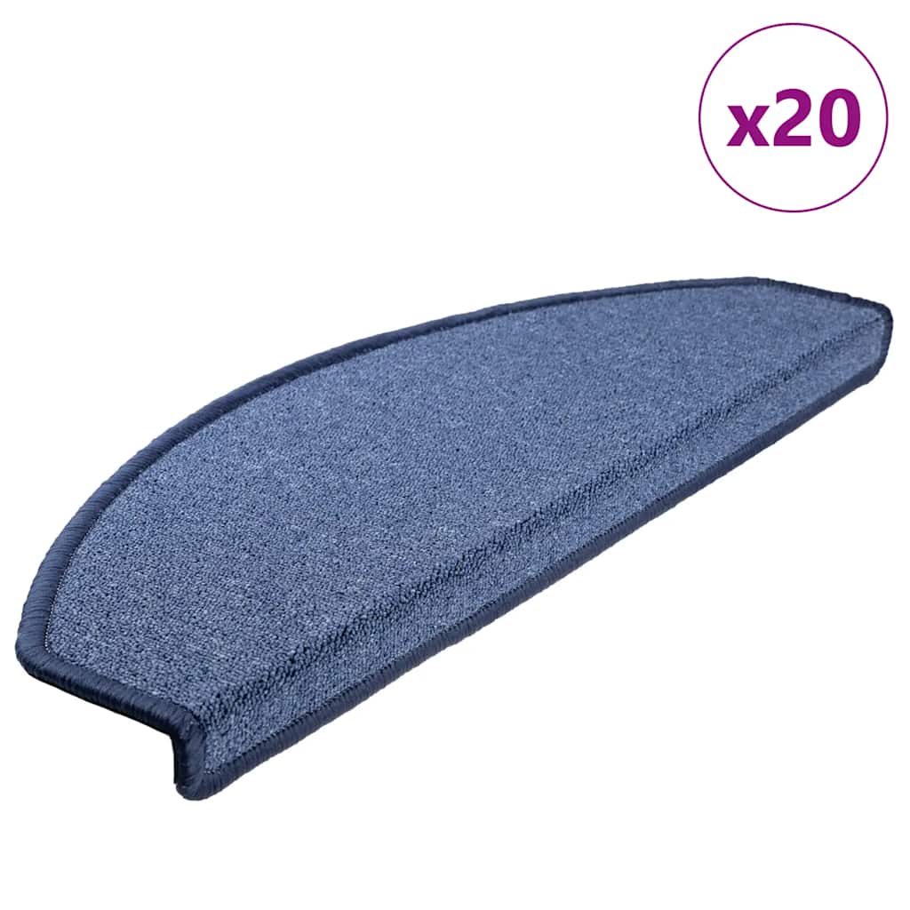 Tapis de marches 20 pces 65x24x4 cm Bleu Demi-rond Grand