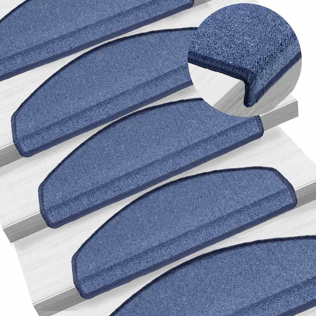 Tapis de marches 20 pces 65x24x4 cm Bleu Demi-rond Grand
