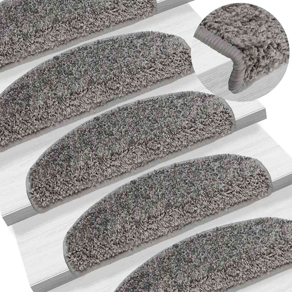 Tapis de marches 30 pces 65x21x4 cm Gris Semi-circulaire Grand