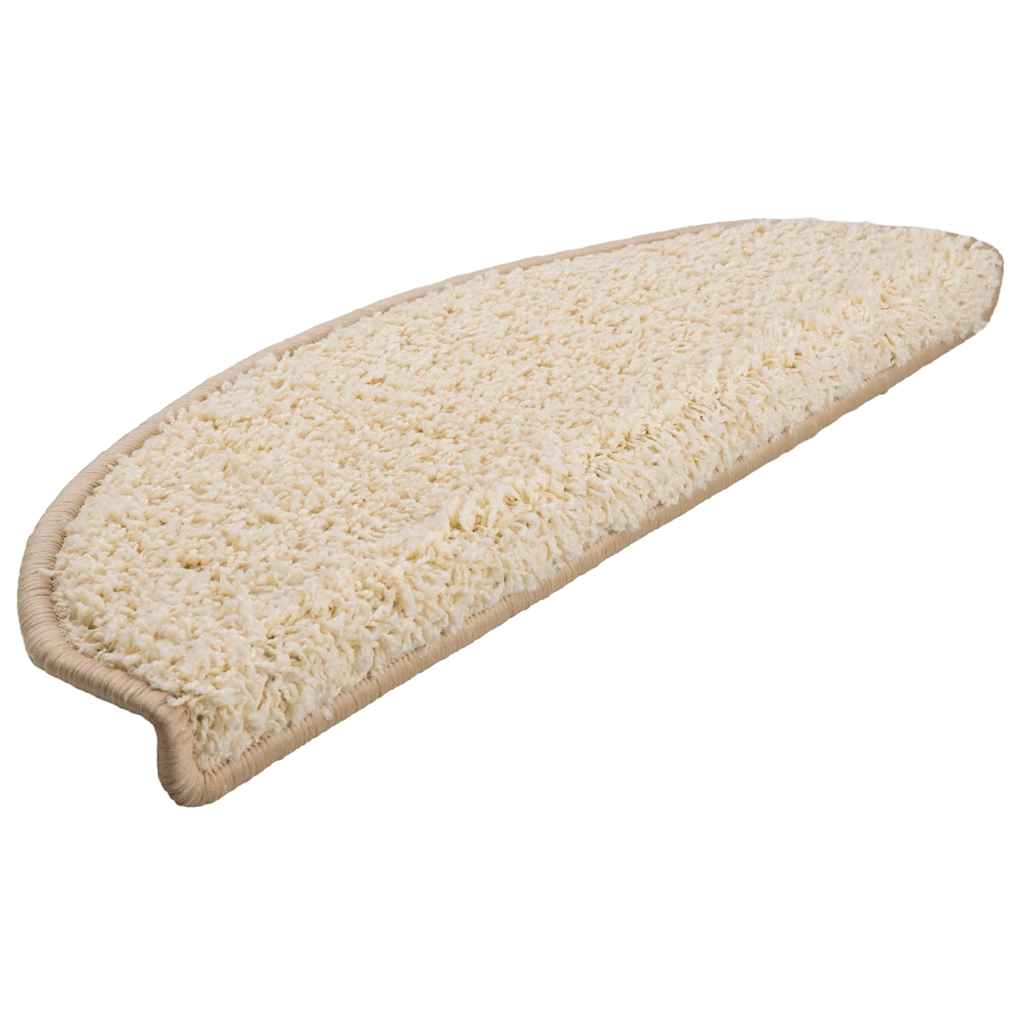 Tapis de marche d'escalier 30 pces 65x21x4 cm Crème Semi-rond Grand