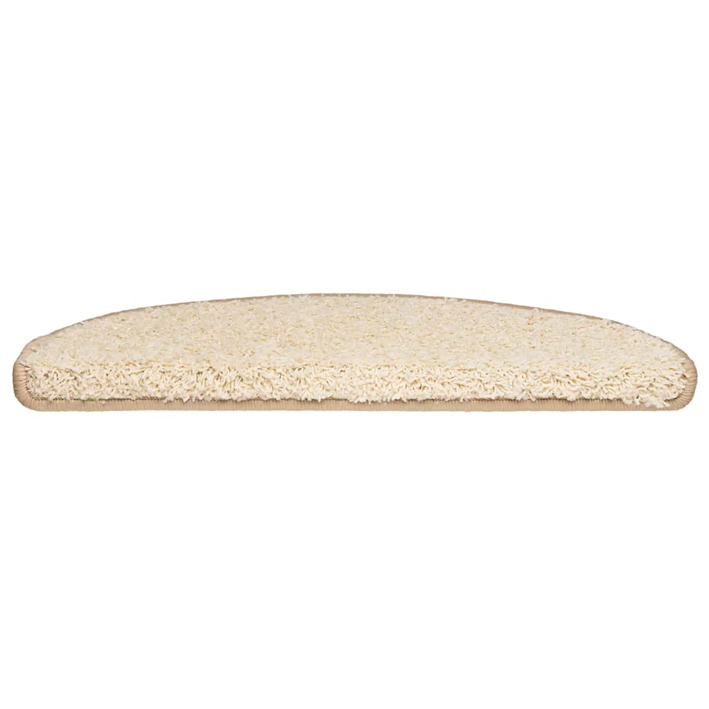 Tapis de marche d'escalier 30 pces 65x21x4 cm Crème Semi-rond Grand
