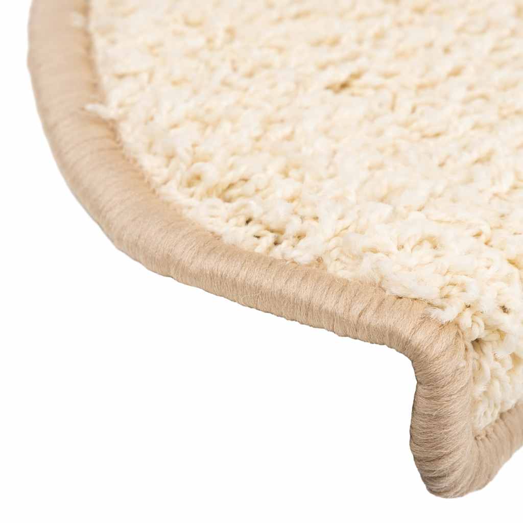 Tapis de marche d'escalier 30 pces 65x21x4 cm Crème Semi-rond Grand