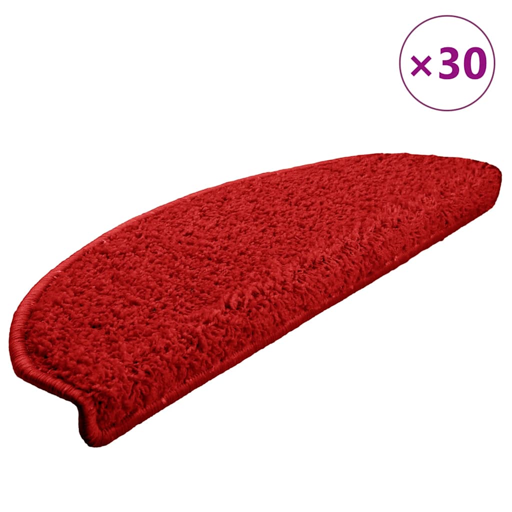 Stair Mats 30 pcs. 65x21x4 cm Red Semi-circular Large