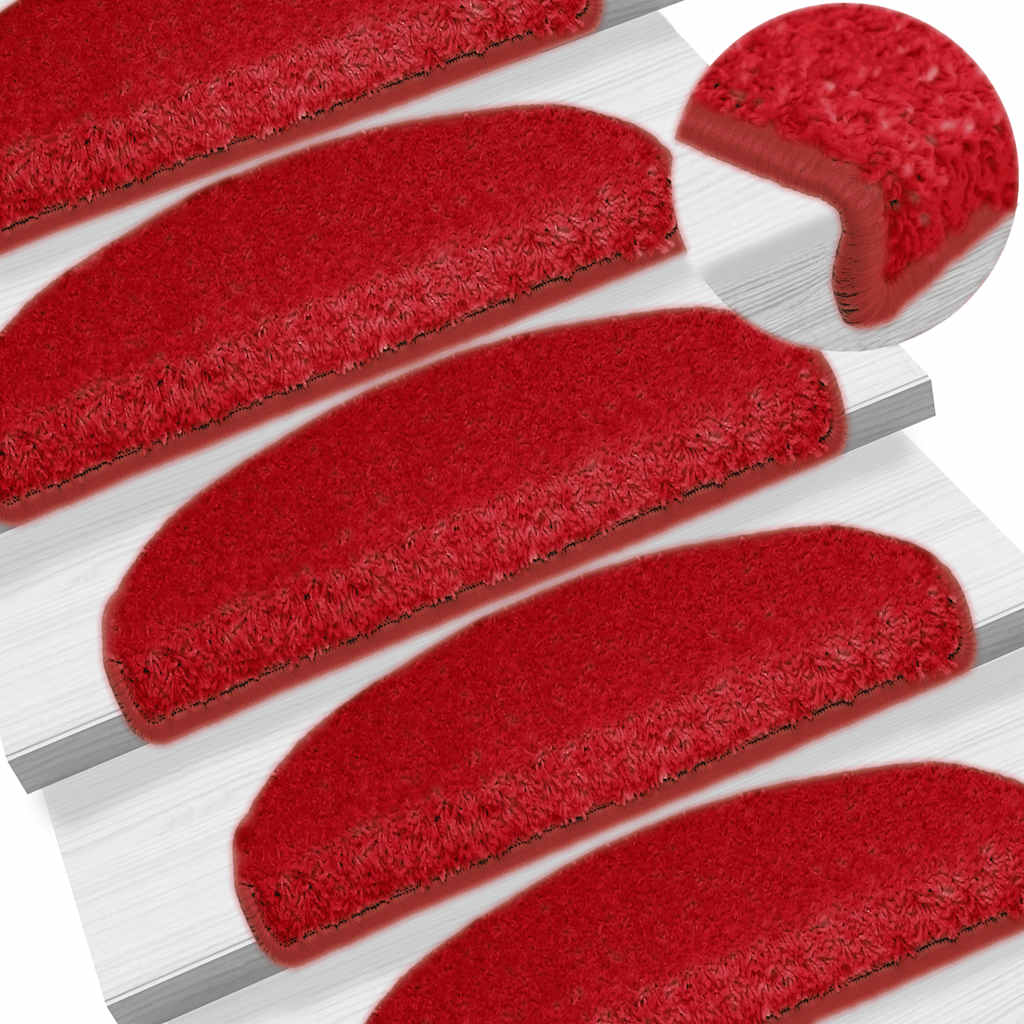 Stair Mats 30 pcs. 65x21x4 cm Red Semi-circular Large