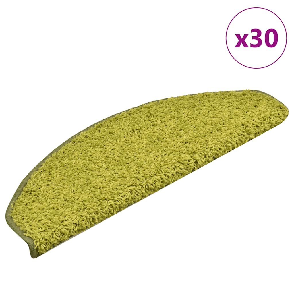 Stair Mats 30 pcs. 65x21x4 cm Green Half Round Large