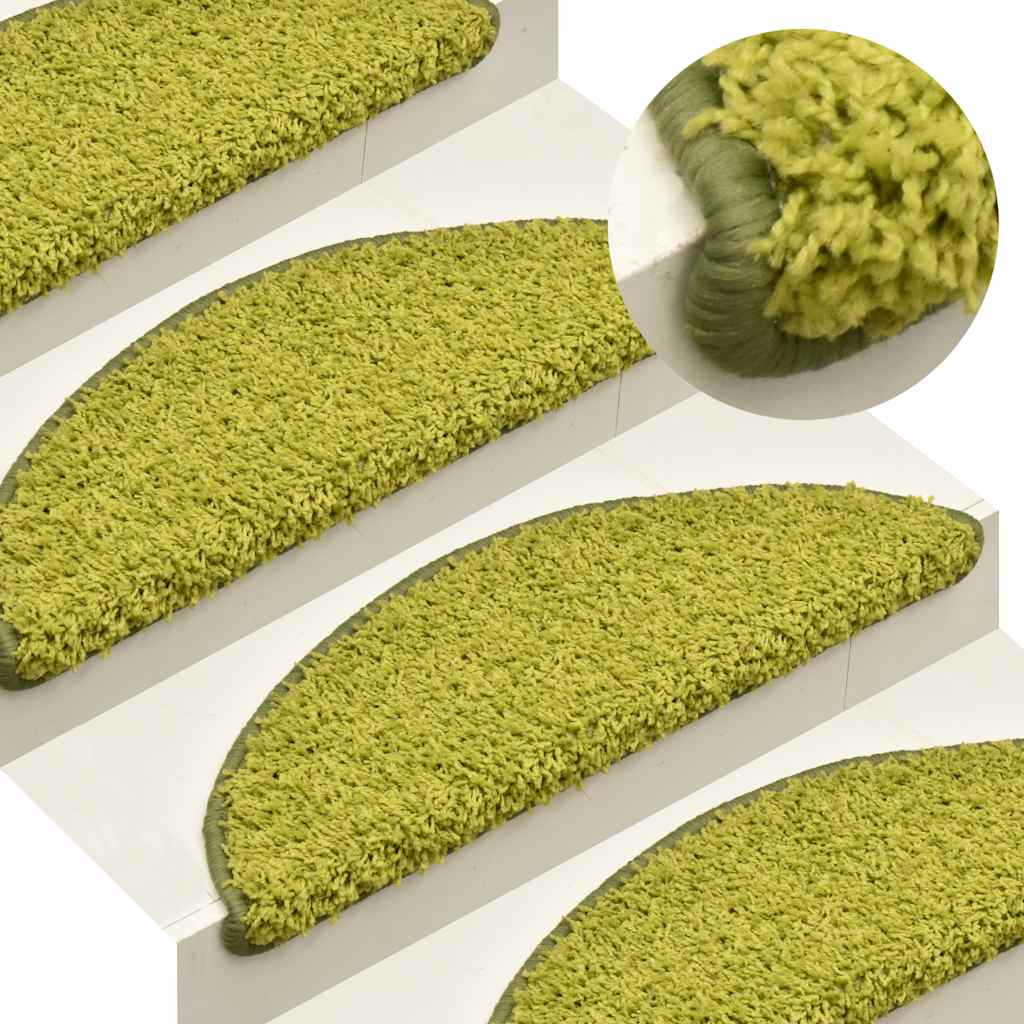 Stair Mats 30 pcs. 65x21x4 cm Green Half Round Large