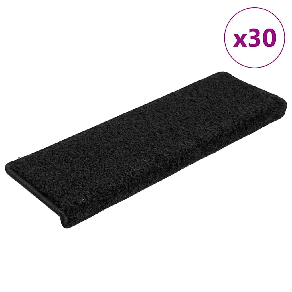 Tapis de marches 30 pièces 65x21x4 cm Noir Bord droit