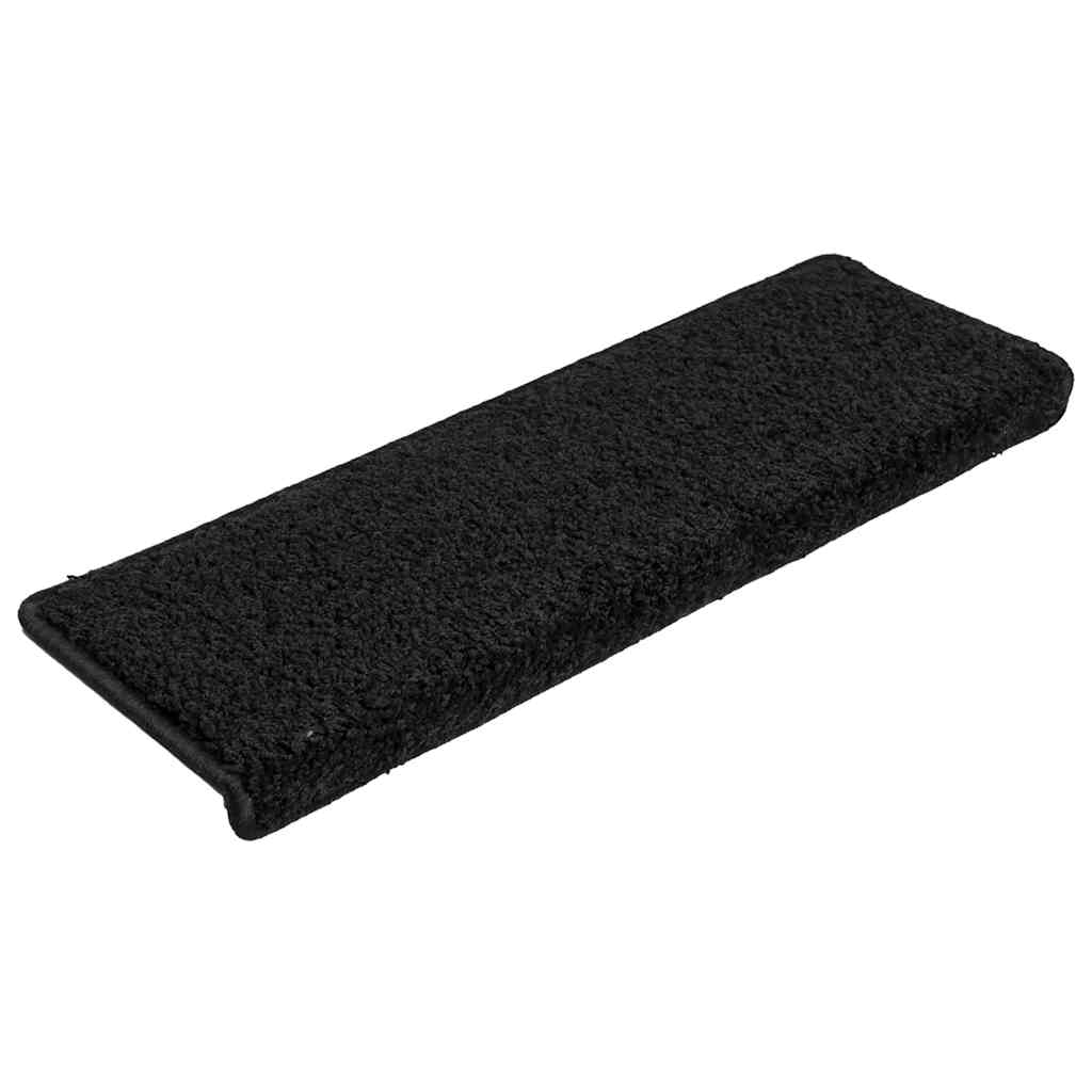 Tapis de marches 30 pièces 65x21x4 cm Noir Bord droit