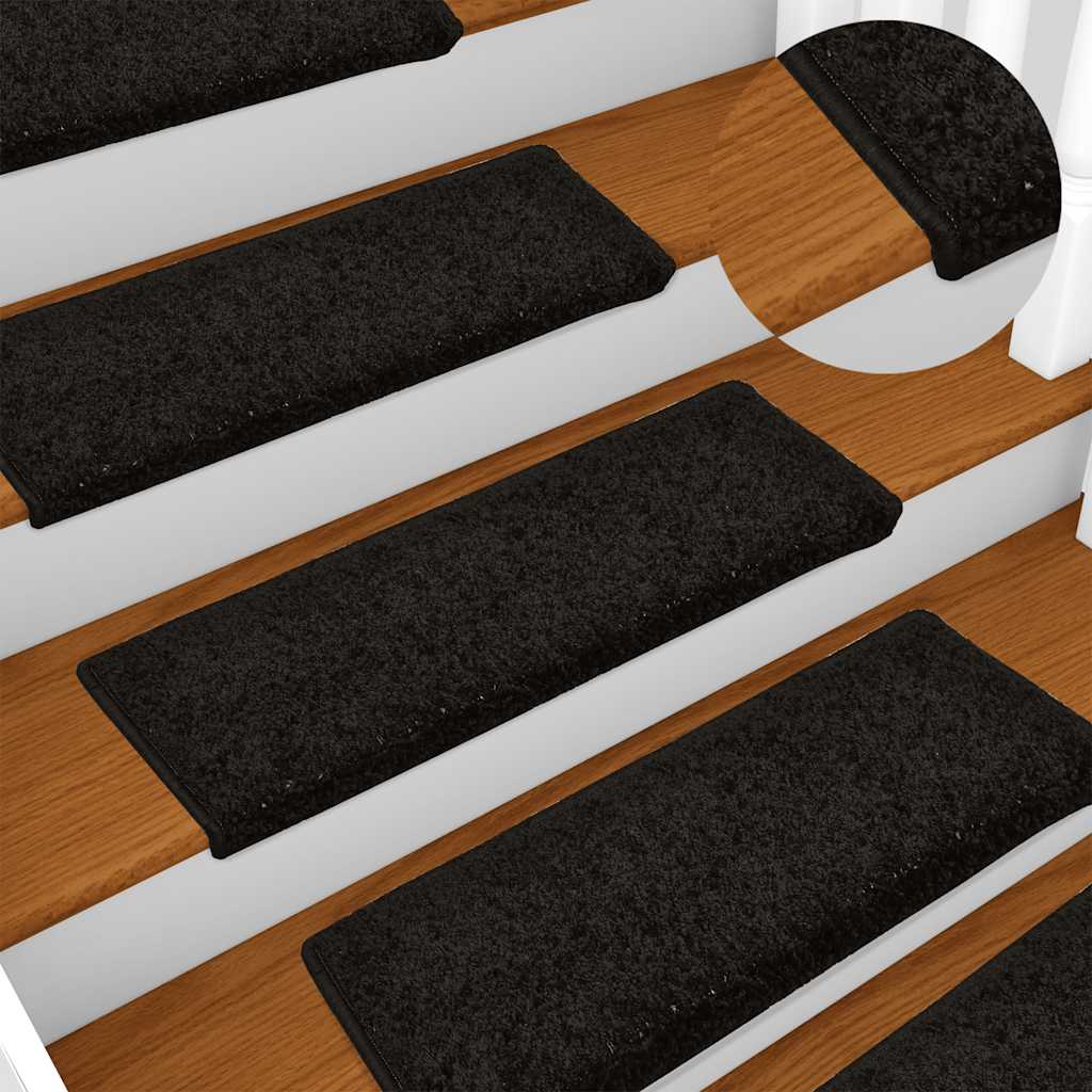 Tapis de marches 30 pièces 65x21x4 cm Noir Bord droit