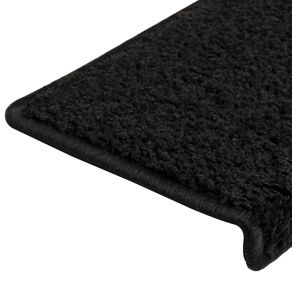 Tapis de marches 30 pièces 65x21x4 cm Noir Bord droit