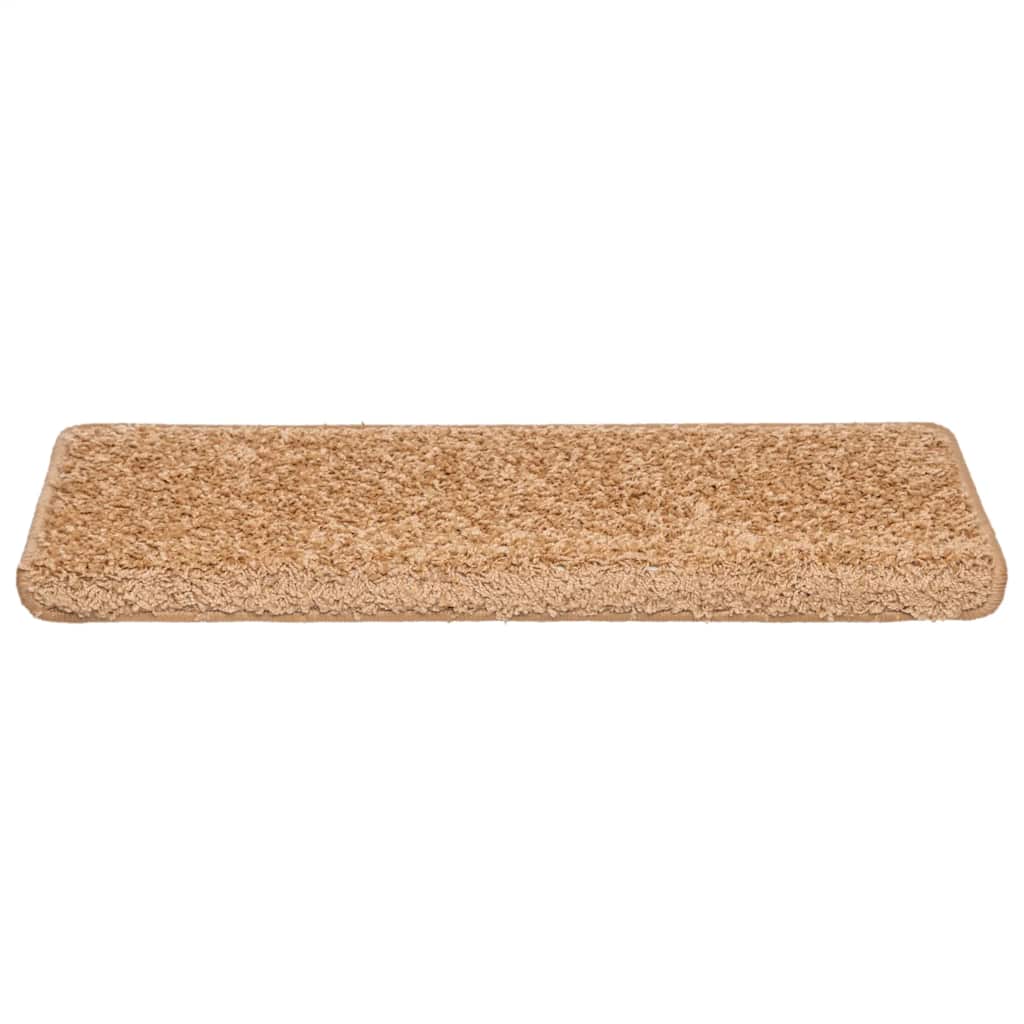 Tapis de marches d'escalier 30 pièces 65x21x4 cm Beige Bord rectangulaire