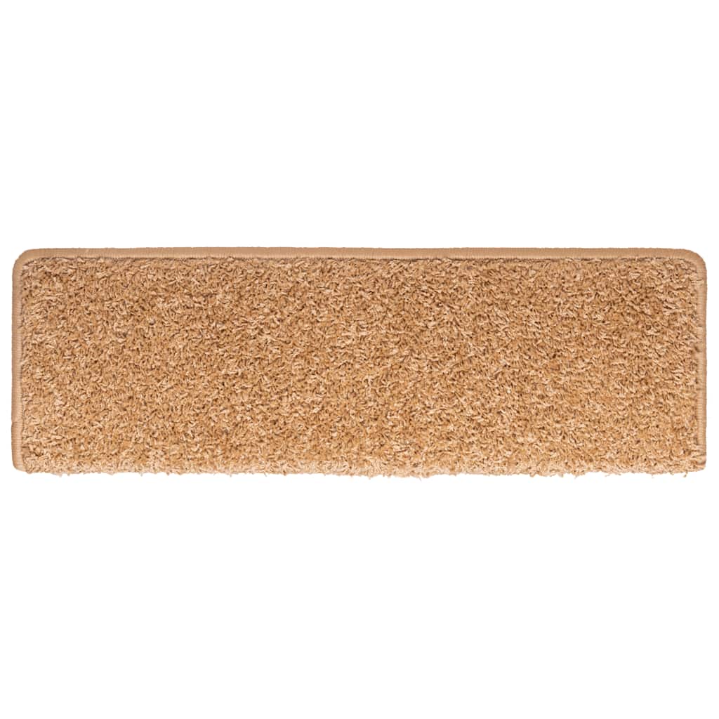 Tapis de marches d'escalier 30 pièces 65x21x4 cm Beige Bord rectangulaire