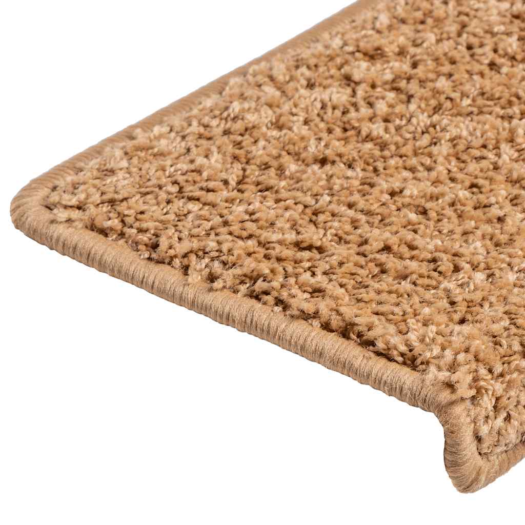 Tapis de marches d'escalier 30 pièces 65x21x4 cm Beige Bord rectangulaire