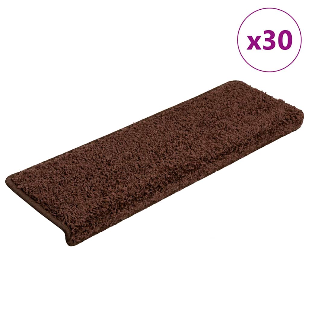Stair Mats 30 pcs. 65x21x4 cm Brown Rectangular Edge