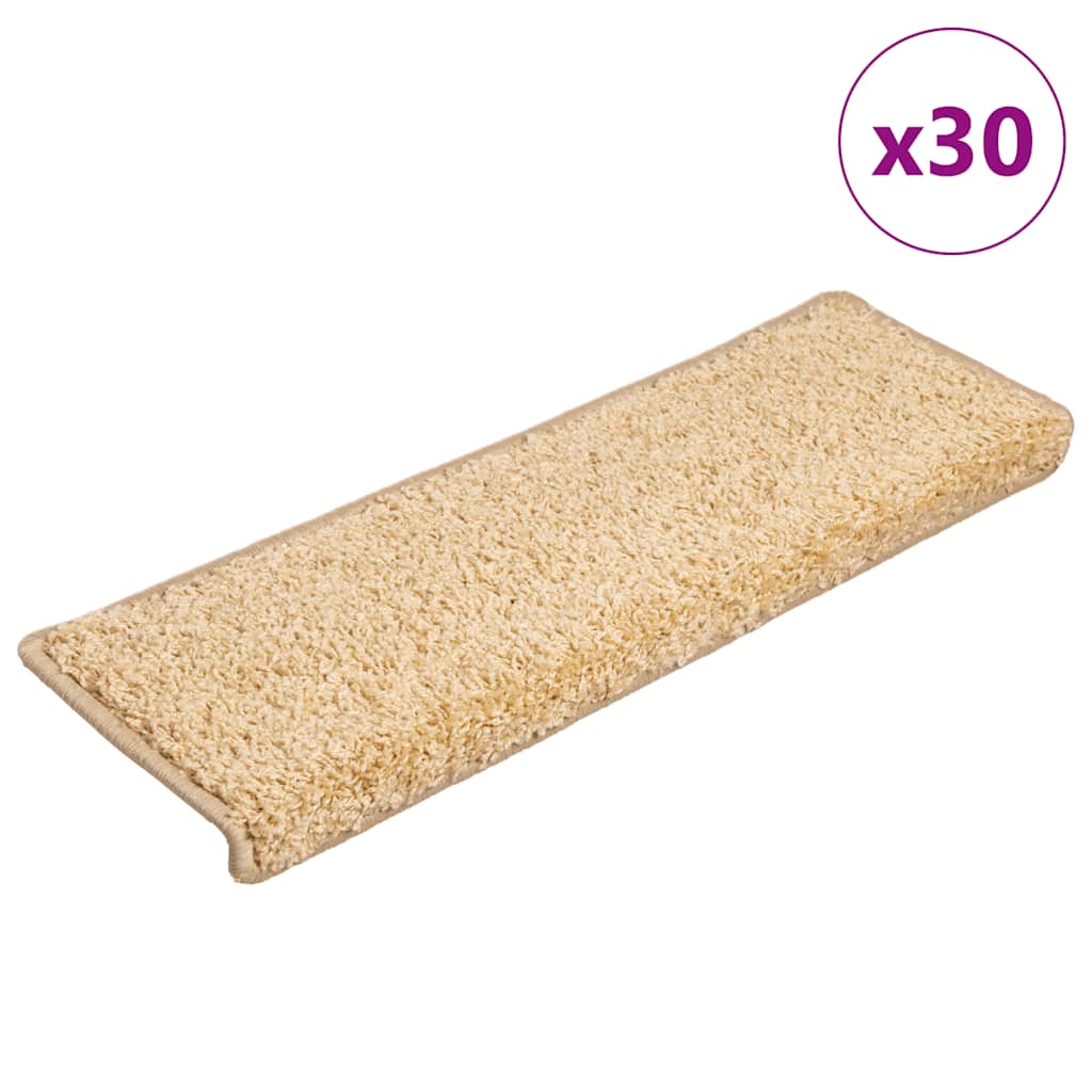 Stair Mats 30 Pcs. 65x21x4 cm Cream Rectangular Edge