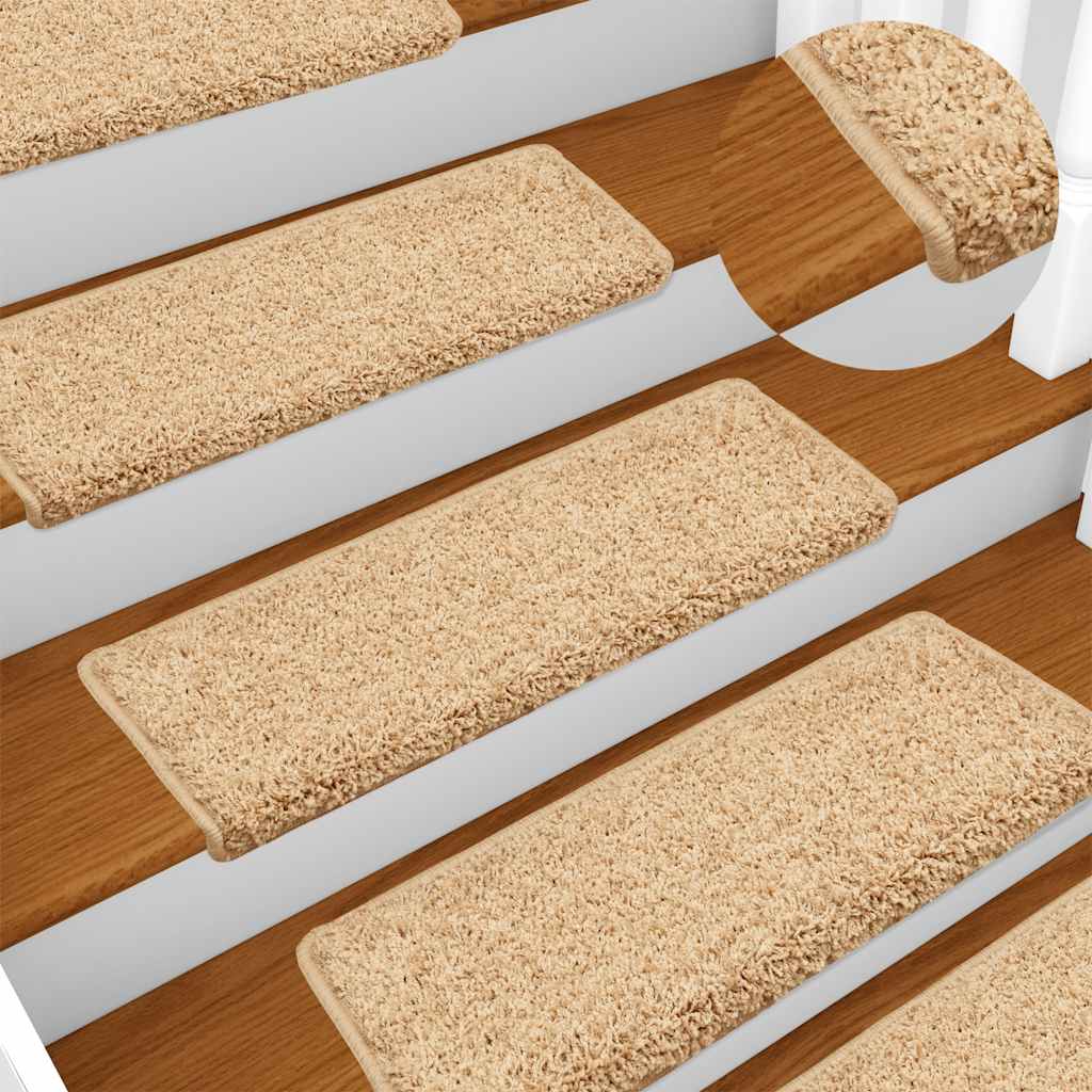 Stair Mats 30 Pcs. 65x21x4 cm Cream Rectangular Edge