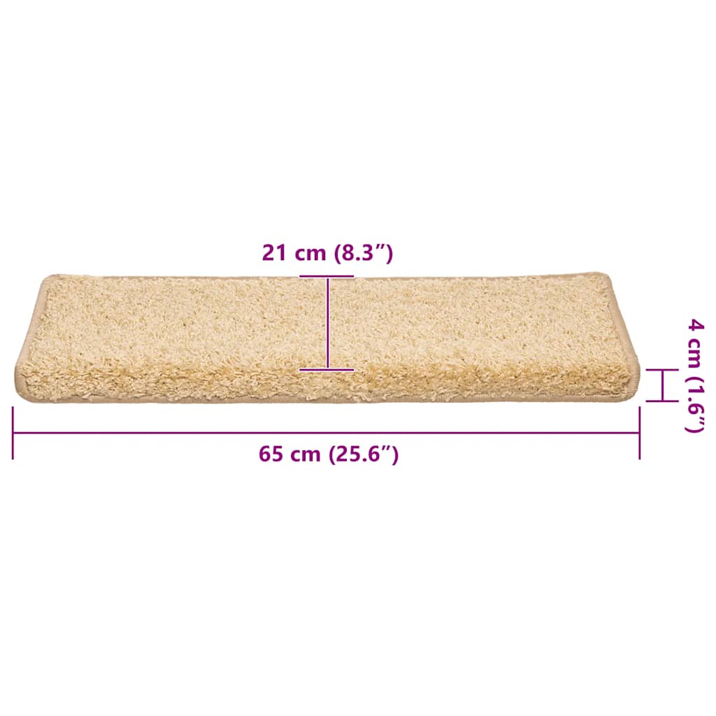 Stair Mats 30 Pcs. 65x21x4 cm Cream Rectangular Edge