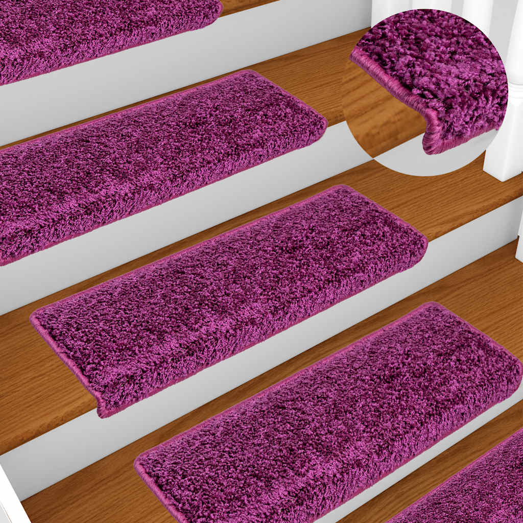 Stair Mats 30 pcs. 65x21x4 cm Violet Rectangular Edge