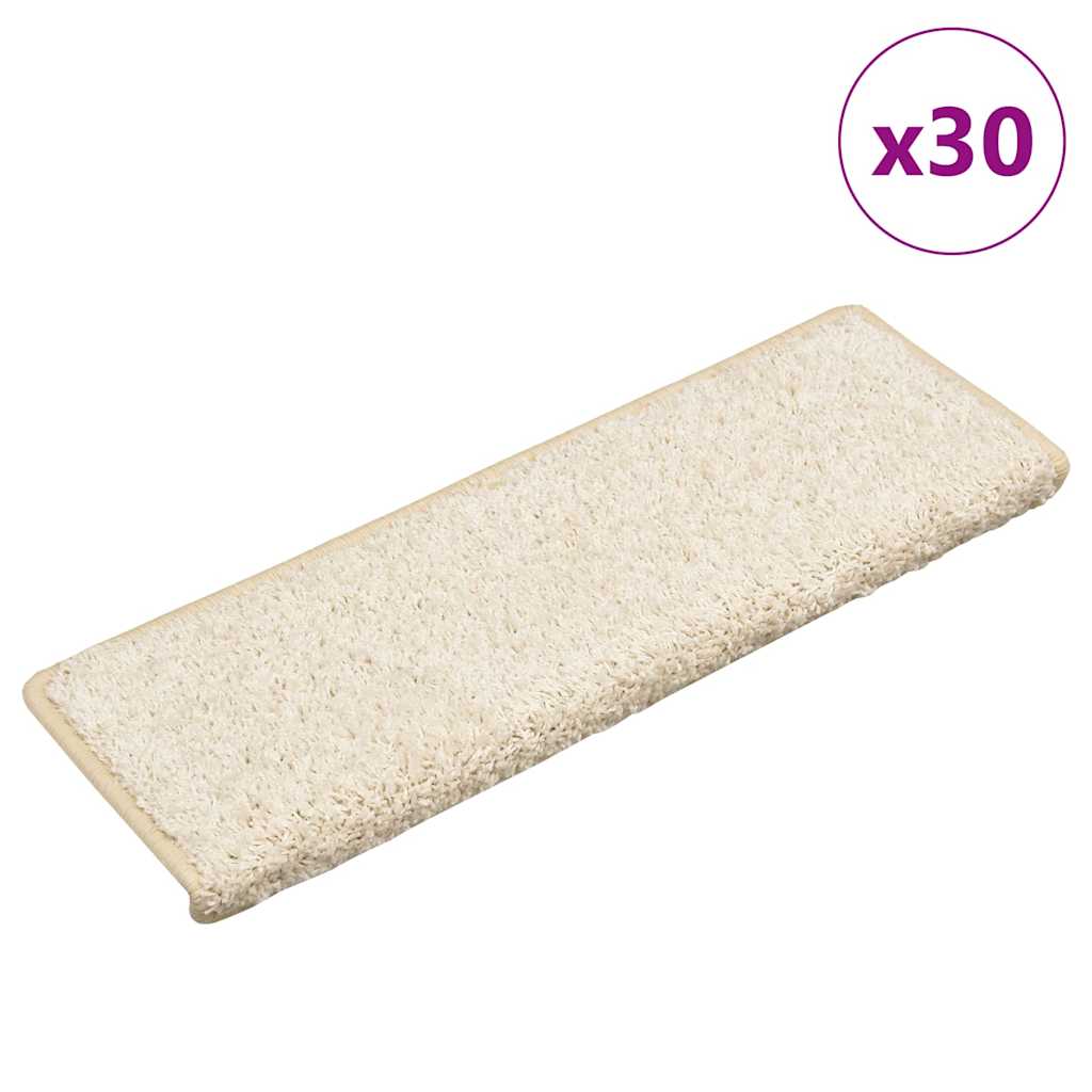 Stair Mats 30 pcs. 65x21x4 cm White Rectangular Edge
