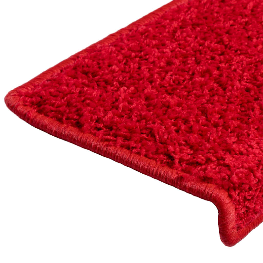 Tapis de marches 30 pièces 65x21x4 cm Rouge Bordure rectangulaire