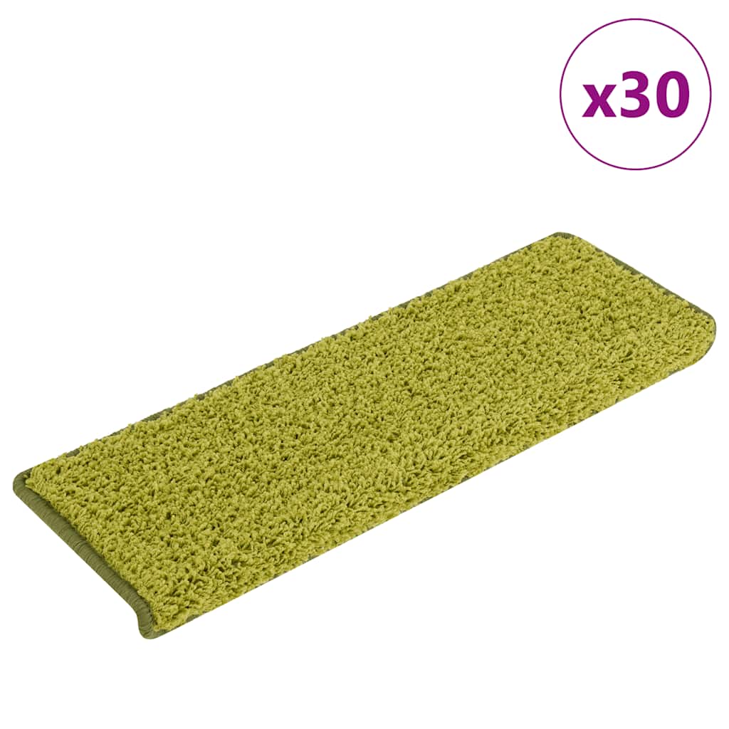 Tapis de marche d'escalier 30 pièces 65x21x4 cm Vert Bord rectangulaire