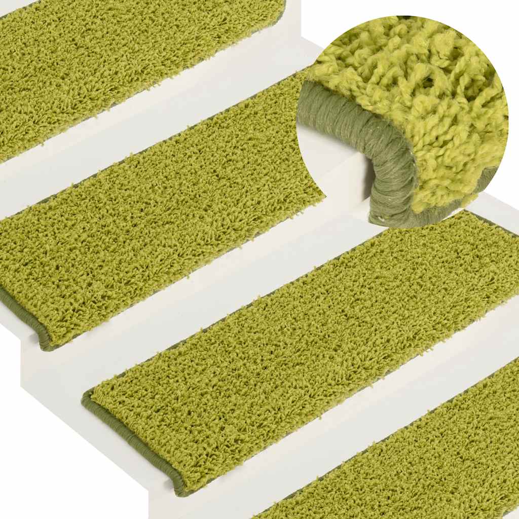 Tapis de marche d'escalier 30 pièces 65x21x4 cm Vert Bord rectangulaire