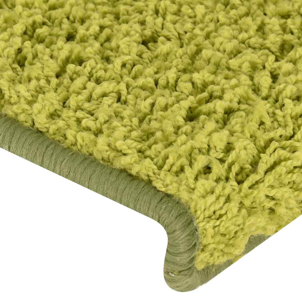 Tapis de marche d'escalier 30 pièces 65x21x4 cm Vert Bord rectangulaire