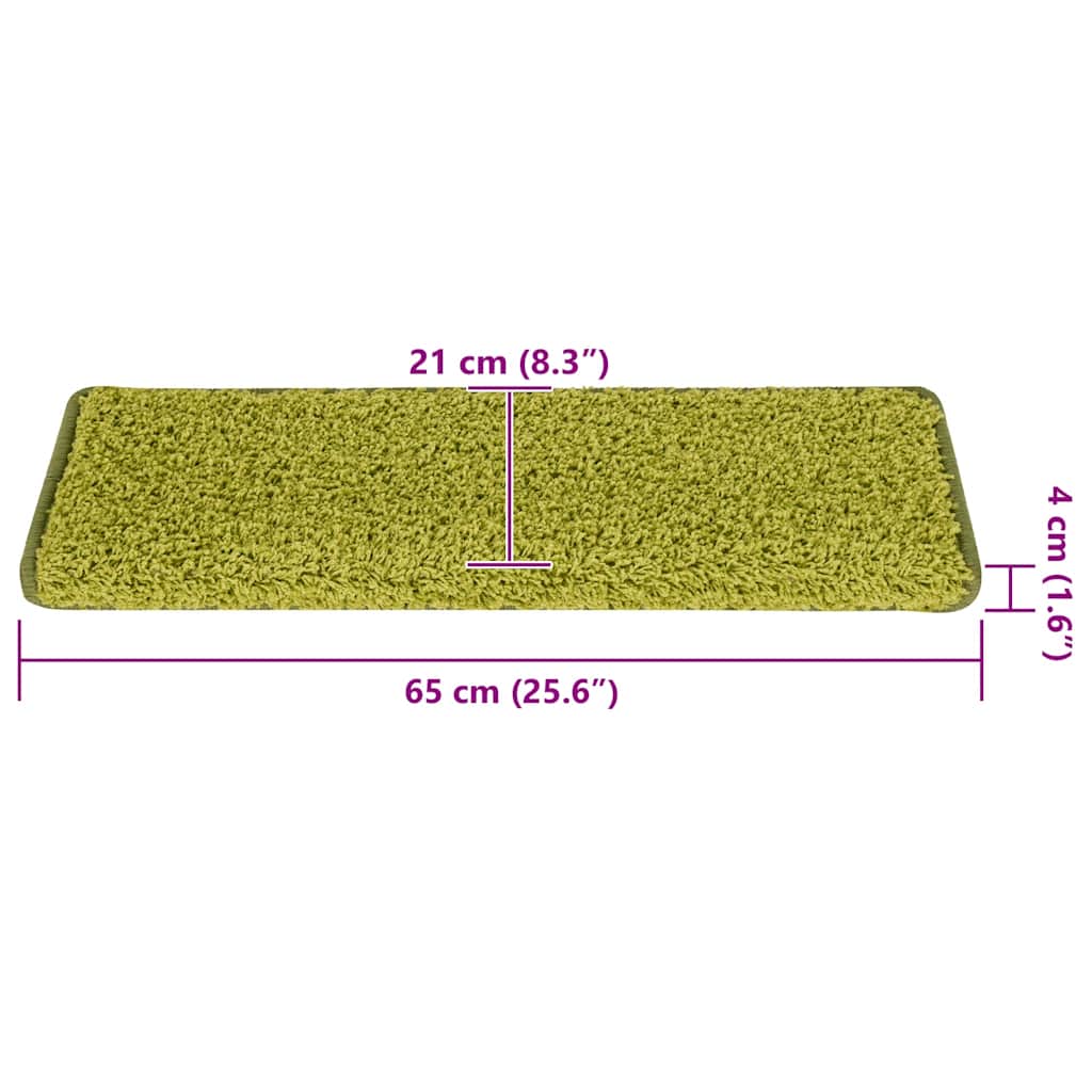 Tapis de marche d'escalier 30 pièces 65x21x4 cm Vert Bord rectangulaire
