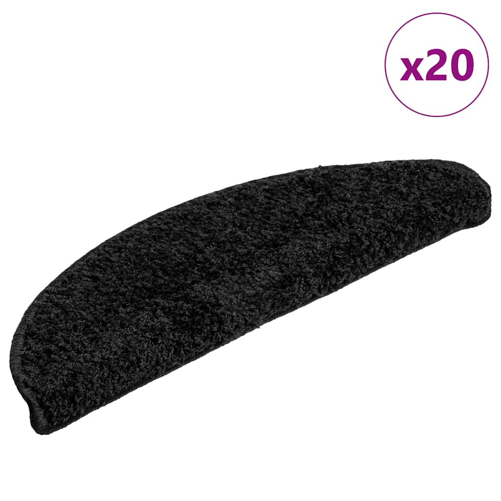 Stair Mats 20 pcs. 56x17x3 cm Black Semi-Circular