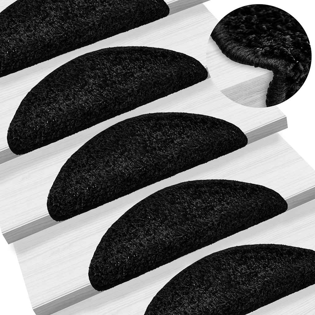 Stair Mats 20 pcs. 56x17x3 cm Black Semi-Circular