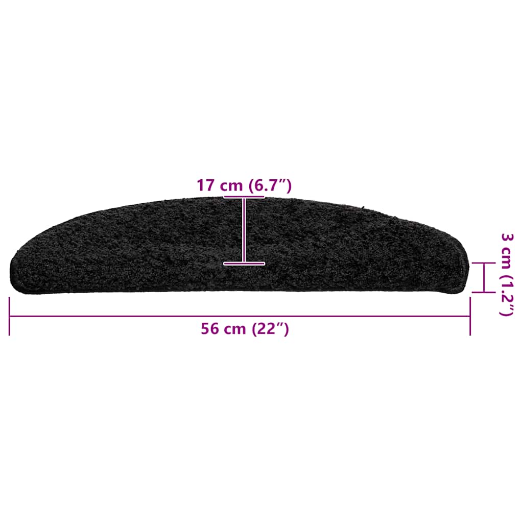Stair Mats 20 pcs. 56x17x3 cm Black Semi-Circular